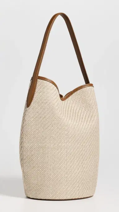 Liffner Belted Large Raffia Bucket Bag Beige Silver Hardware One Size | Thumbnail 4 Liffner Belted Large Raffia Bucket Bag Beige Silver Hardware One Size | Thumbnail 4