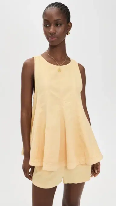 Free People Cassius Denim Matching Set Apricot Gelato S | Thumbnail 2