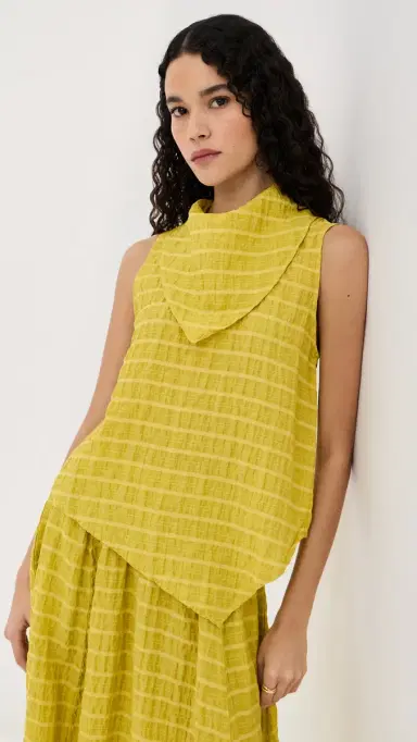 LE BOP Riley Checked Blouse Chartreuse | Thumbnail 2