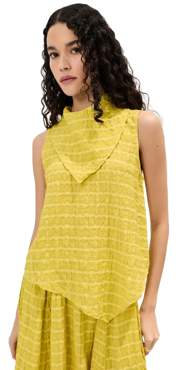 Riley Checked Blouse Chartreuse