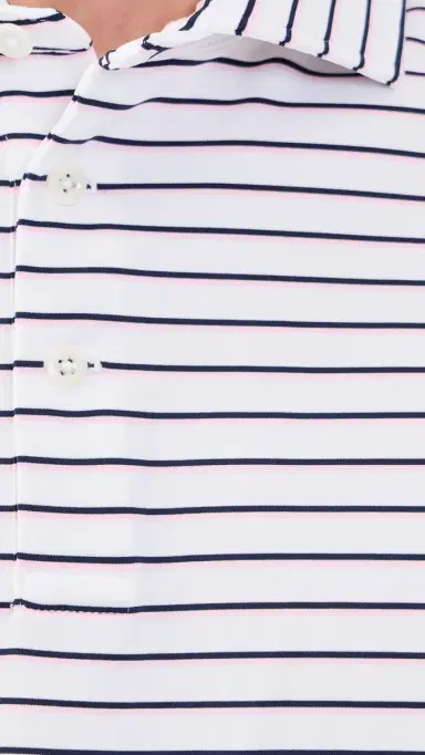 RLX Ralph Lauren Thin Multi tripe Tour Pique Polo Carmel Pink Multi | Thumbnail 6