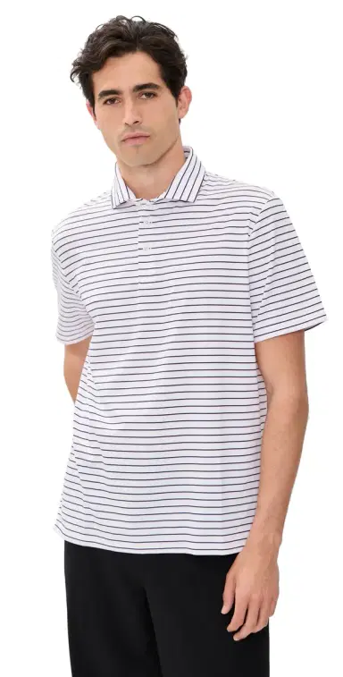 RLX Ralph Lauren Thin Multi tripe Tour Pique Polo Carmel Pink Multi | Thumbnail 1