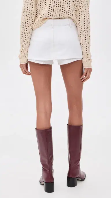Free People Galivanting Denim Mini Skort Optic White 30 | Thumbnail 3