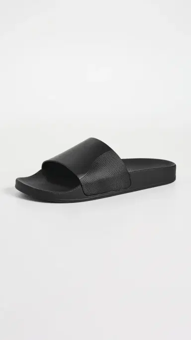 Frescobol Carioca Humberto Leather Wave Print Slides Black | Thumbnail 4