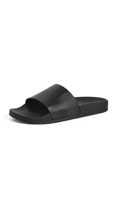 Frescobol Carioca Humberto Leather Wave Print Slides Black | Thumbnail 6