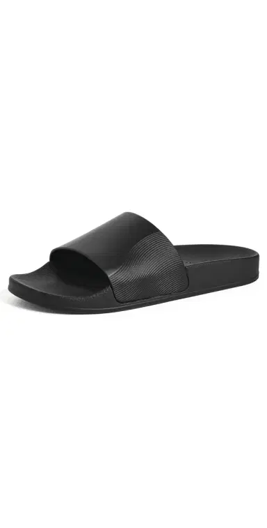 Frescobol Carioca Humberto Leather Wave Print Slides Black | Thumbnail 1