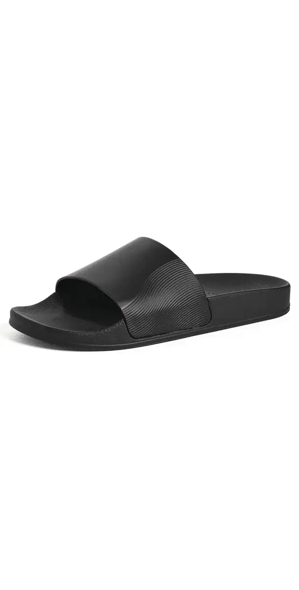 Humberto Leather Wave Print Slides Black