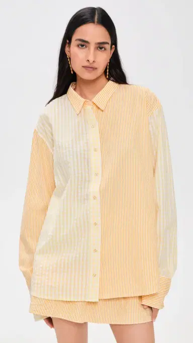 Coniglio Palm Beach Classic Button Down Shirt Daffodil Combo Stripe One Size | Thumbnail 2