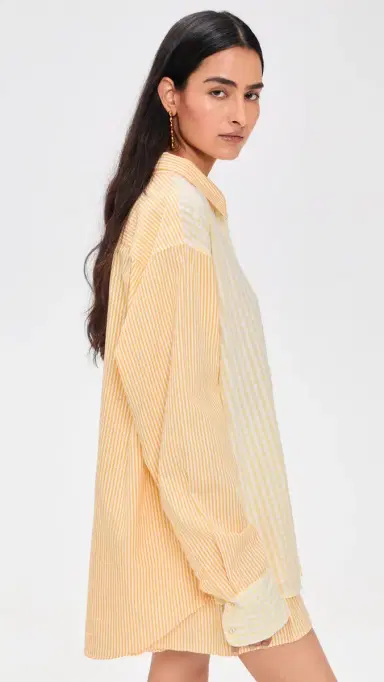 Coniglio Palm Beach Classic Button Down Shirt Daffodil Combo Stripe One Size | Thumbnail 4