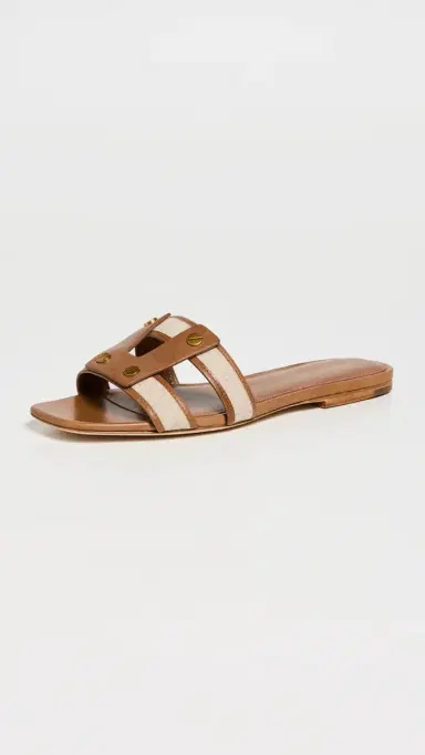 Veronica Beard Via Fabric Slides Honey/Natural 9 | Thumbnail 2