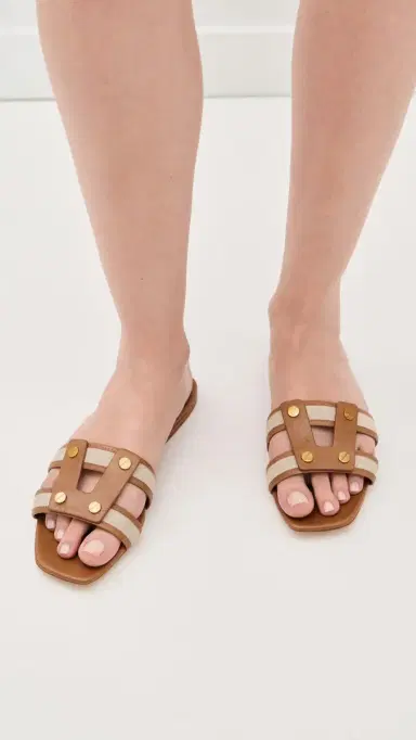 Veronica Beard Via Fabric Slides Honey/Natural 9 | Thumbnail 3