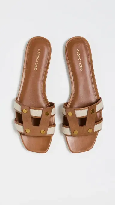 Veronica Beard Via Fabric Slides Honey/Natural 9 | Thumbnail 5