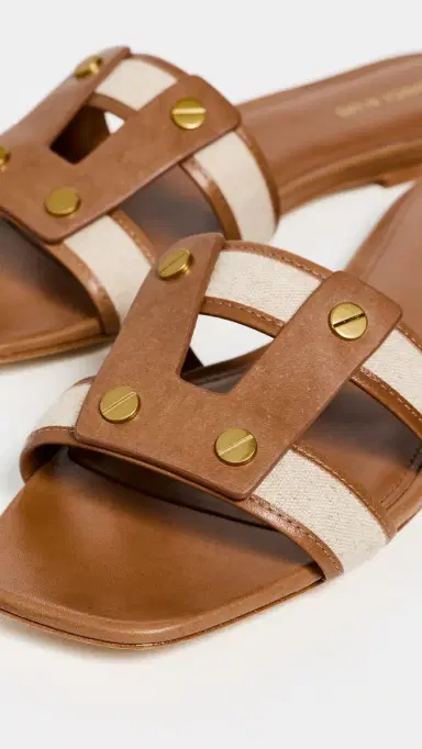 Veronica Beard Via Fabric Slides Honey/Natural 9 | Thumbnail 6