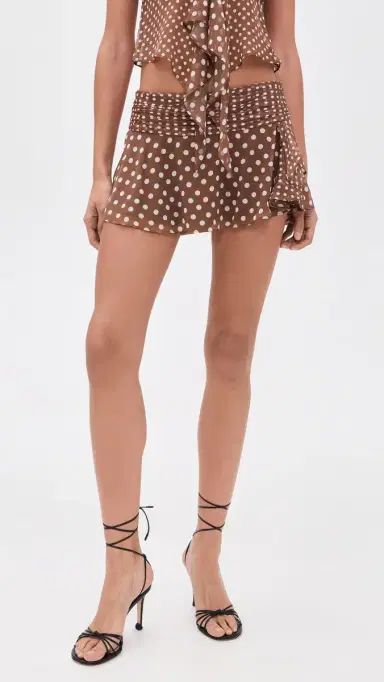 Guizio Crinkled Dot Chiffon Miniskirt Espresso M | Thumbnail 2
