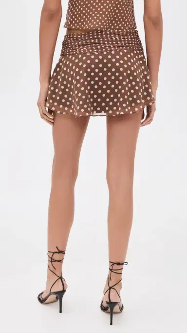 Guizio Crinkled Dot Chiffon Miniskirt Espresso M | Thumbnail 3