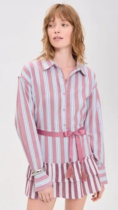 Coniglio Palm Beach Classic Button Down Claret Combo Stripe One Size | Thumbnail 2