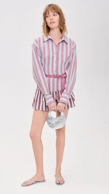 Coniglio Palm Beach Classic Button Down Claret Combo Stripe One Size | Thumbnail 5