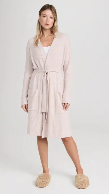 Barefoot Dreams Cozychic Lite Ribbed Robe Faded Rose/Pearl | Thumbnail 2 Barefoot Dreams Cozychic Lite Ribbed Robe Faded Rose/Pearl | Thumbnail 2