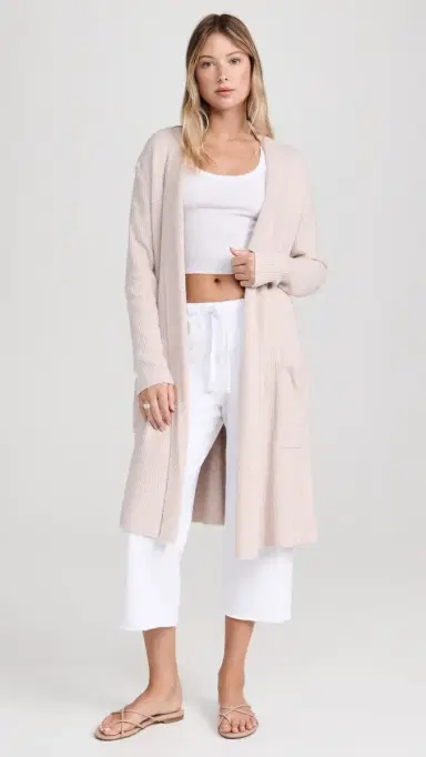Barefoot Dreams Cozychic Lite Ribbed Robe Faded Rose/Pearl | Thumbnail 5 Barefoot Dreams Cozychic Lite Ribbed Robe Faded Rose/Pearl | Thumbnail 5