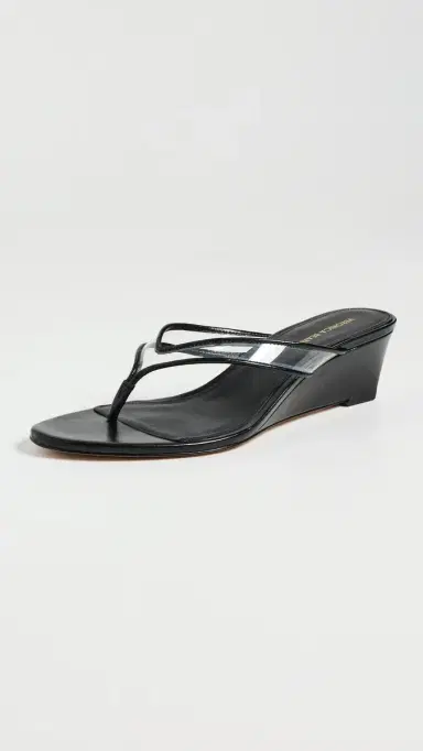 Veronica Beard Clea Jelly Wedge Sandals Clear/Black | Thumbnail 2