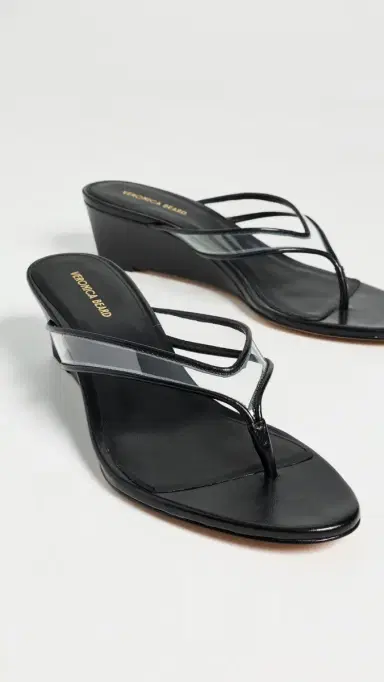 Veronica Beard Clea Jelly Wedge Sandals Clear/Black | Thumbnail 5