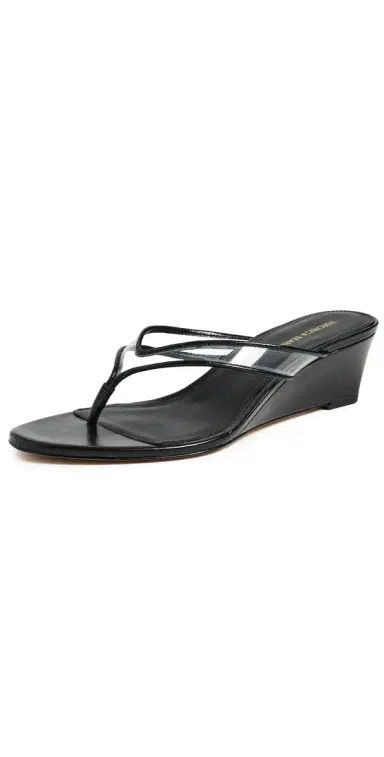 Veronica Beard Clea Jelly Wedge Sandals Clear/Black | Thumbnail 1