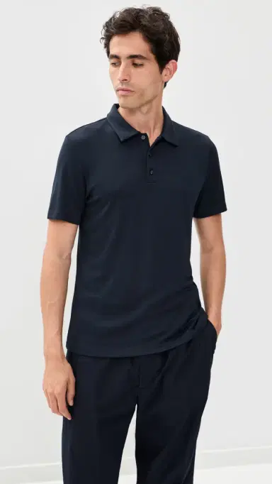 Theory Bron Polo in Modal Jersey Baltic | Thumbnail 2