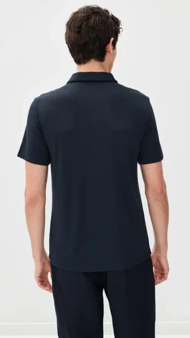 Theory Bron Polo in Modal Jersey Baltic | Thumbnail 3