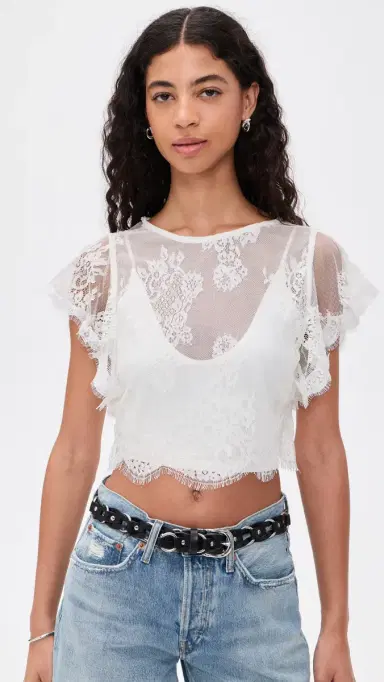 Free People Lunar Ash Lace Top Clean | Thumbnail 2 Free People Lunar Ash Lace Top Clean | Thumbnail 2