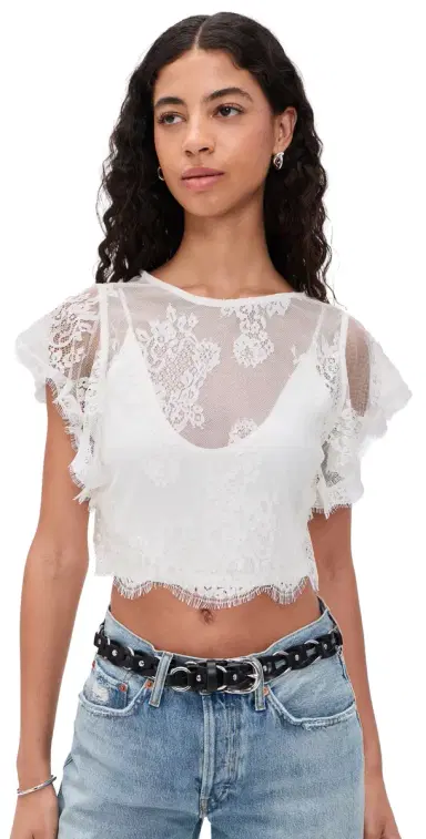 Free People Lunar Ash Lace Top Clean | Thumbnail 1 Free People Lunar Ash Lace Top Clean | Thumbnail 1