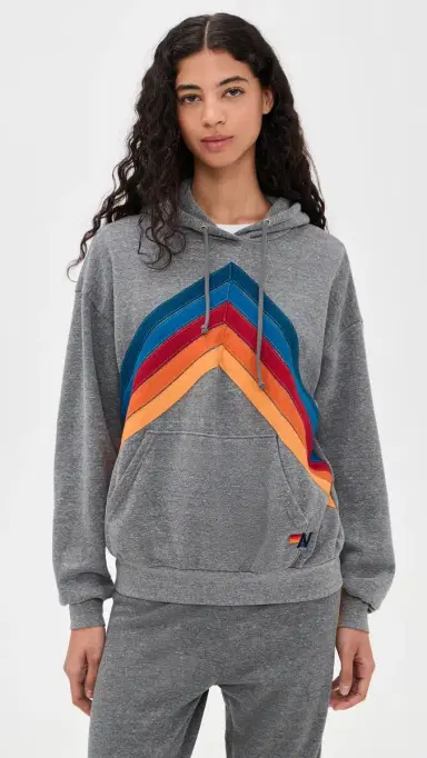 Aviator Nation Mountain Stitch Chevron Hoodie Heather Grey | Thumbnail 2