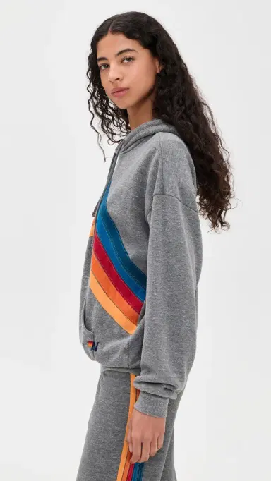 Aviator Nation Mountain Stitch Chevron Hoodie Heather Grey | Thumbnail 4