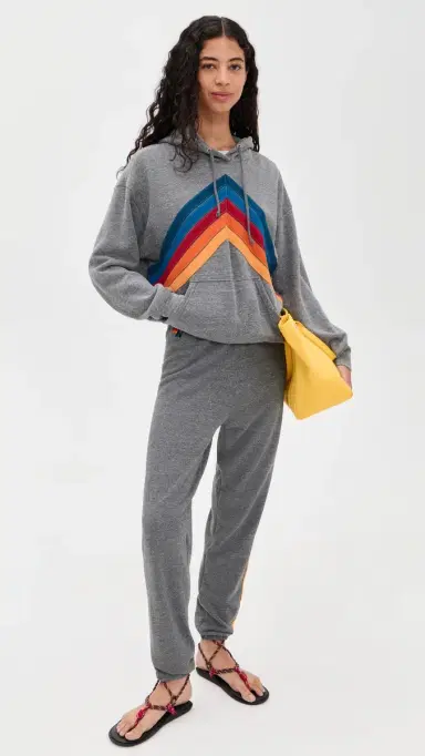 Aviator Nation Mountain Stitch Chevron Hoodie Heather Grey | Thumbnail 5