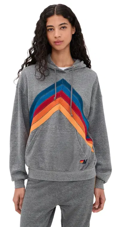Aviator Nation Mountain Stitch Chevron Hoodie Heather Grey | Thumbnail 1