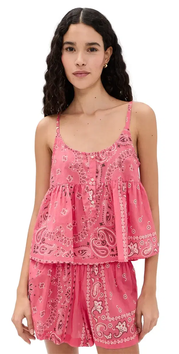 The Great. The Nighttime Camisole Pink Bandana Patchwork