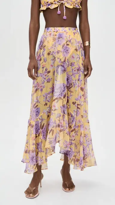 PatBO Peony Print Lycra Maxi Skirt Yellow | Thumbnail 2