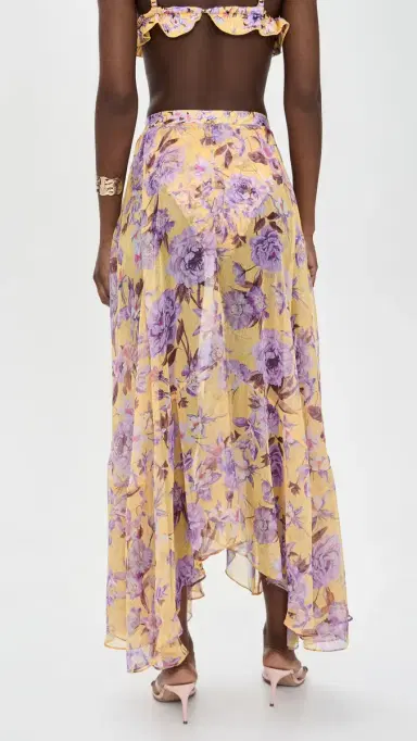PatBO Peony Print Lycra Maxi Skirt Yellow | Thumbnail 3