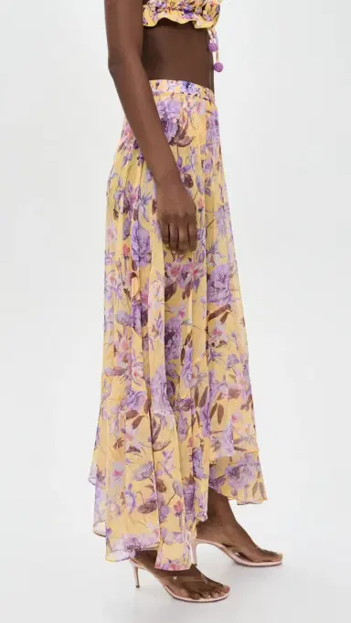 PatBO Peony Print Lycra Maxi Skirt Yellow | Thumbnail 4