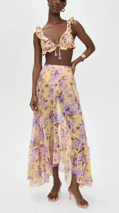 PatBO Peony Print Lycra Maxi Skirt Yellow | Thumbnail 5