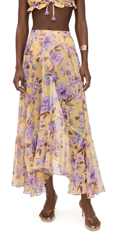 PatBO Peony Print Lycra Maxi Skirt Yellow | Thumbnail 1