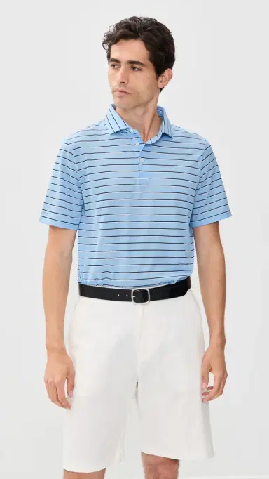 RLX Ralph Lauren Multi Stripe Tour Pique Polo Office Blue Multi | Thumbnail 2