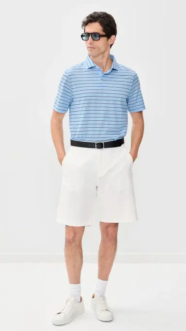 RLX Ralph Lauren Multi Stripe Tour Pique Polo Office Blue Multi | Thumbnail 5