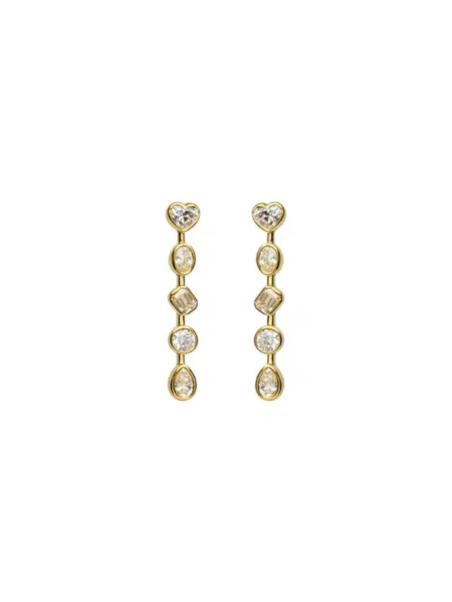 Wish Fine Jewelry 1.88ct Diamond 14K Gold Multi Shape Bezel Dangle Earrings