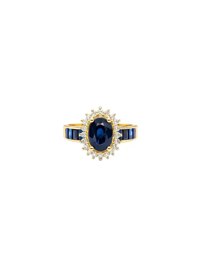 Wish Fine Jewelry 2.14ct Diamond Sapphire 14K Gold Halo Ring