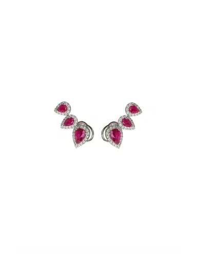 Wish Fine Jewelry 2.21ct Diamond Ruby 18K Gold Climber Earrings | Thumbnail 1 Wish Fine Jewelry 2.21ct Diamond Ruby 18K Gold Climber Earrings | Thumbnail 1