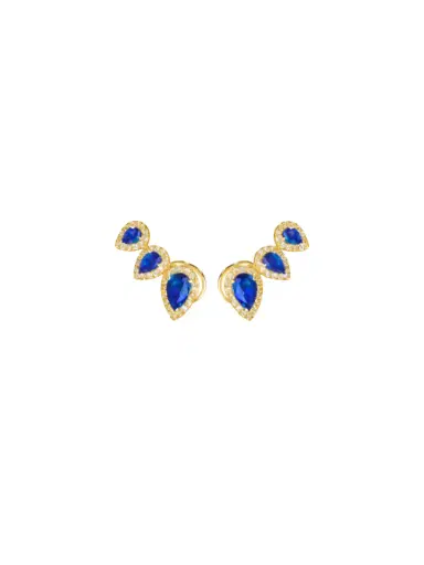 Wish Fine Jewelry 2.52ct Sapphire Diamonds 18K Gold Climber Earrings | Thumbnail 2 Wish Fine Jewelry 2.52ct Sapphire Diamonds 18K Gold Climber Earrings | Thumbnail 2