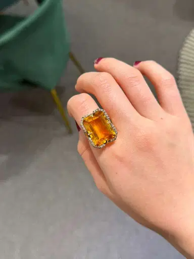Wish Fine Jewelry 20.03ct Citrine Diamond 18K Cocktail Ring | Thumbnail 3