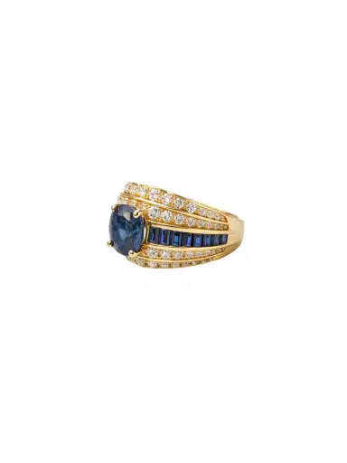 Wish Fine Jewelry 4.20ct Diamond Sapphire 14K Gold Dome Ring | Thumbnail 2