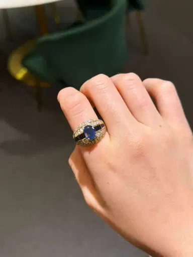 Wish Fine Jewelry 4.20ct Diamond Sapphire 14K Gold Dome Ring | Thumbnail 3