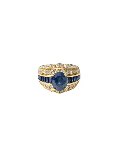 Wish Fine Jewelry 4.20ct Diamond Sapphire 14K Gold Dome Ring | Thumbnail 1